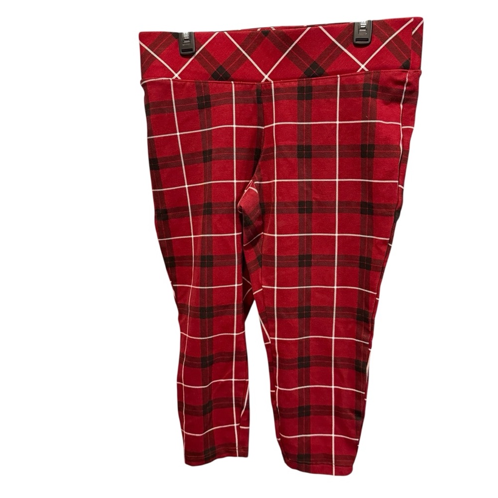 Torrid Crop Ponte Stretch Pixie Pants Red Plaid, … - image 2